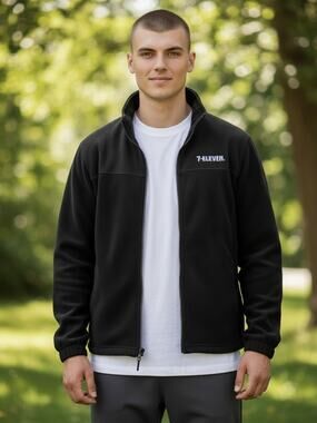 7-ELEVEN Men’s Medium Black Full Zip Fleece Jacket